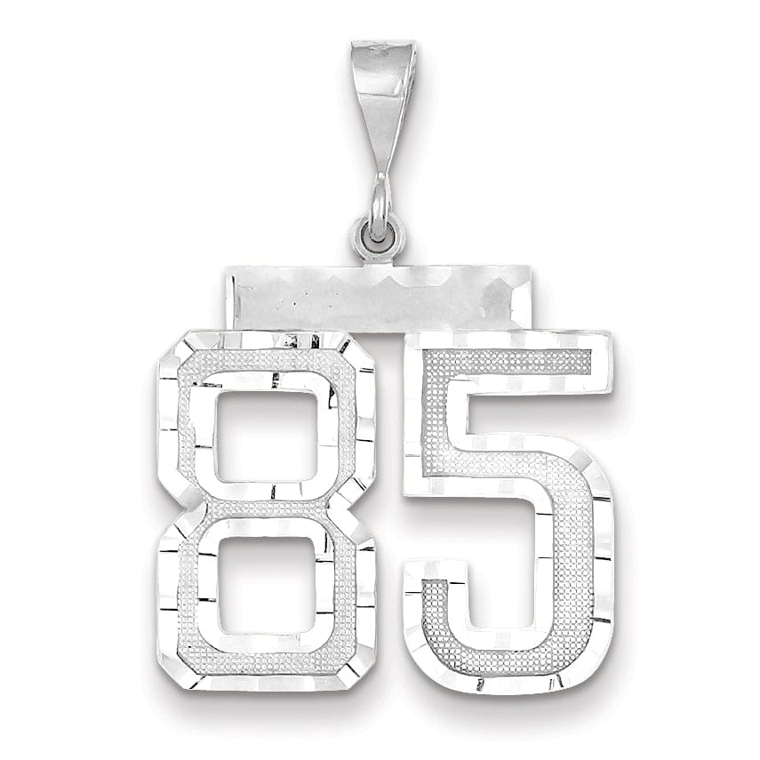 Lovely Rita's Pendants & Charms 14k White Gold Diamond Cut Finish Large Size Number 85 Charm Pendant