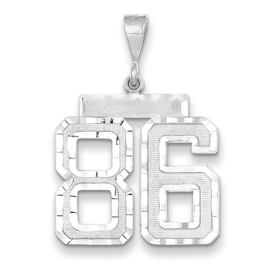 Lovely Rita's Pendants & Charms 14k White Gold Diamond Cut Finish Large Size Number 86 Charm Pendant