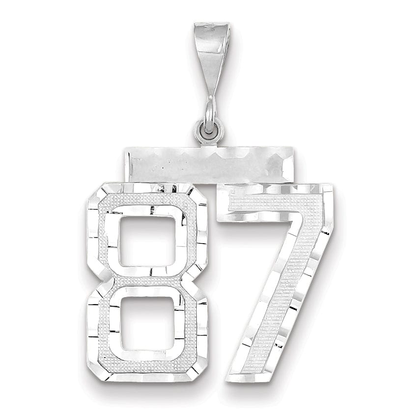 Lovely Rita's Pendants & Charms 14k White Gold Diamond Cut Finish Large Size Number 87 Charm Pendant