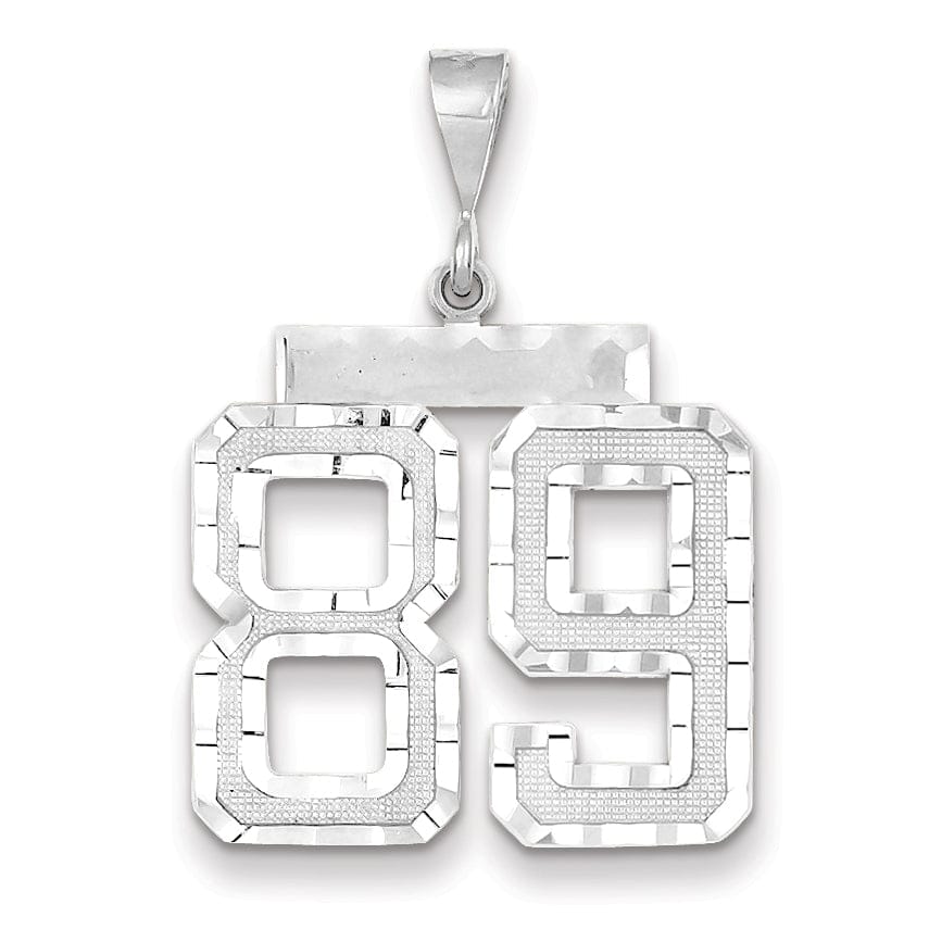 Lovely Rita's Pendants & Charms 14k White Gold Diamond Cut Finish Large Size Number 89 Charm Pendant
