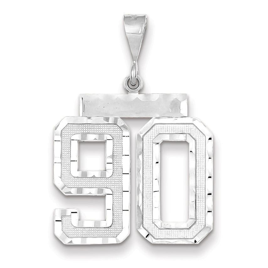Lovely Rita's Pendants & Charms 14k White Gold Diamond Cut Finish Large Size Number 90 Charm Pendant