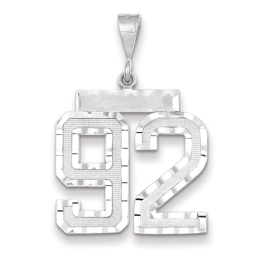 Lovely Rita's Pendants & Charms 14k White Gold Diamond Cut Finish Large Size Number 92 Charm Pendant