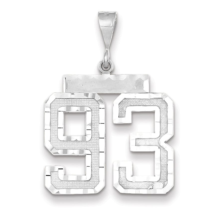 Lovely Rita's Pendants & Charms 14k White Gold Diamond Cut Finish Large Size Number 93 Charm Pendant