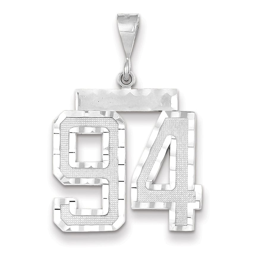 Lovely Rita's Pendants & Charms 14k White Gold Diamond Cut Finish Large Size Number 94 Charm Pendant