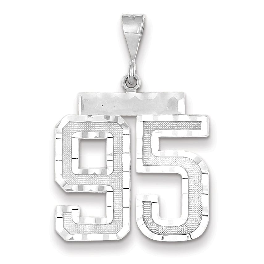 Lovely Rita's Pendants & Charms 14k White Gold Diamond Cut Finish Large Size Number 95 Charm Pendant
