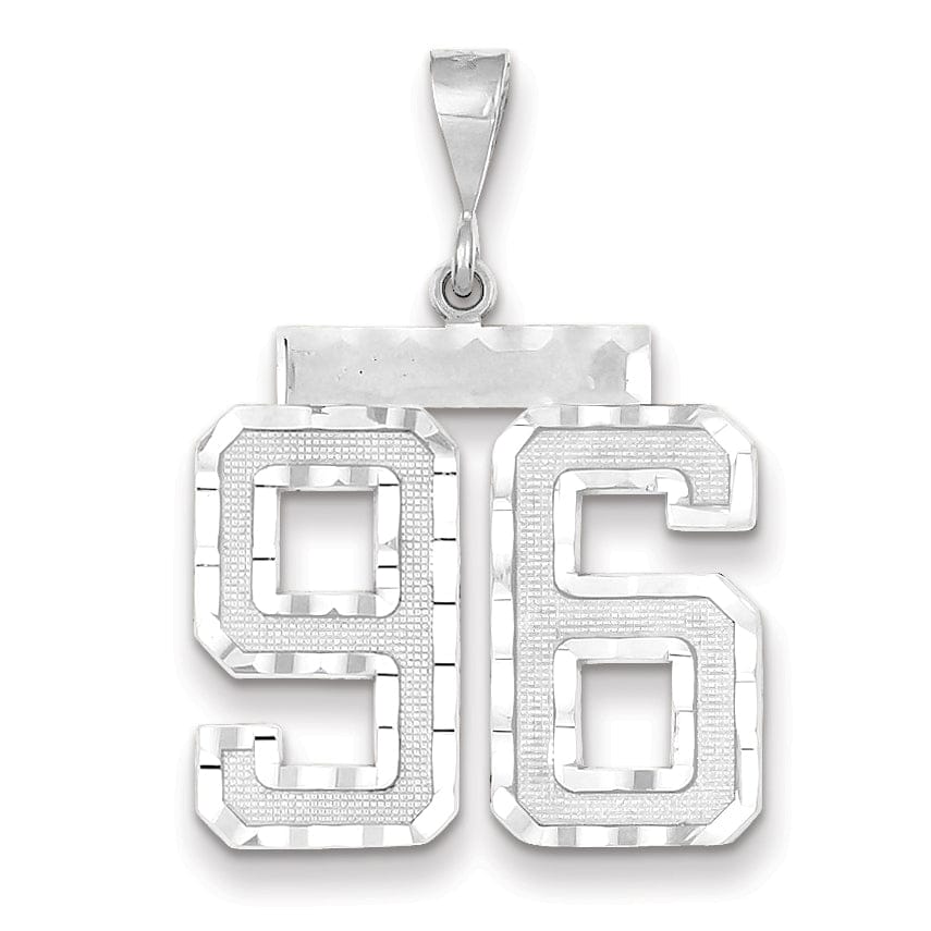 Lovely Rita's Pendants & Charms 14k White Gold Diamond Cut Finish Large Size Number 96 Charm Pendant