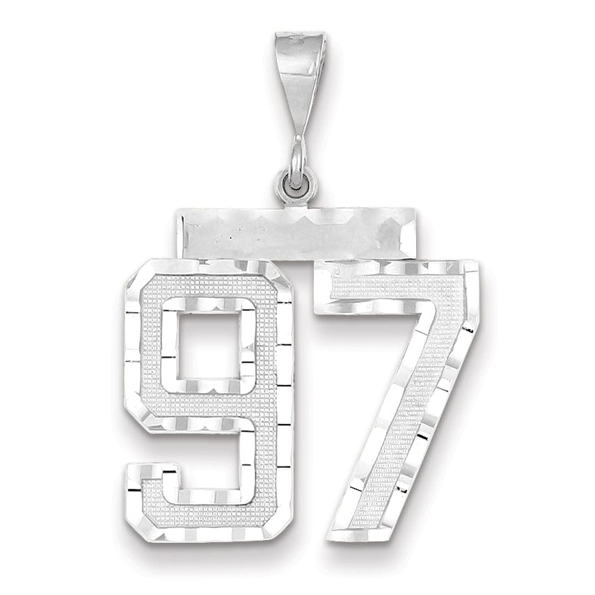 Lovely Rita's Pendants & Charms 14k White Gold Diamond Cut Finish Large Size Number 97 Charm Pendant