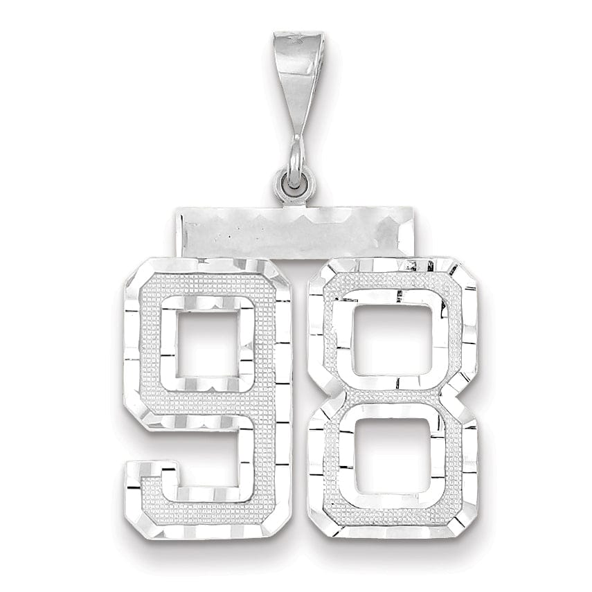 Lovely Rita's Pendants & Charms 14k White Gold Diamond Cut Finish Large Size Number 98 Charm Pendant