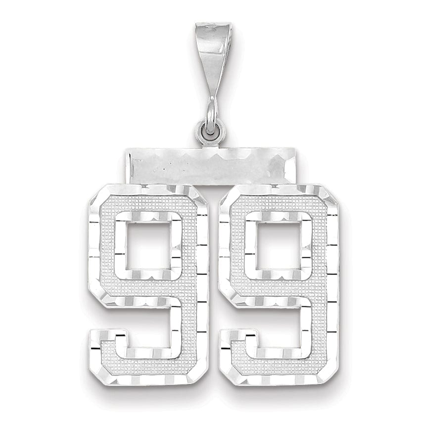 Lovely Rita's Pendants & Charms 14k White Gold Diamond Cut Finish Large Size Number 99 Charm Pendant