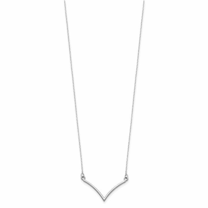 Lovely Rita's Pendants & Charms 14k White Gold Diamond Cut Polished Finish Fancy V-Shape Pendant Design in a 18-inch Cable Chain Necklace Set