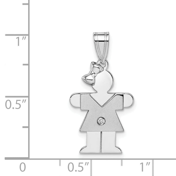 Lovely Rita's Pendants & Charms 14k White Gold Diamond Girl With Bow Hugs Pendant
