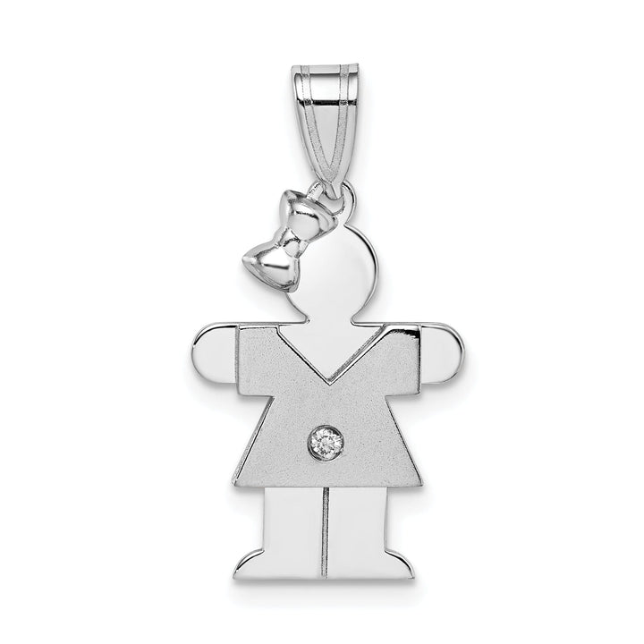 Lovely Rita's Pendants & Charms 14k White Gold Diamond Girl With Bow Hugs Pendant