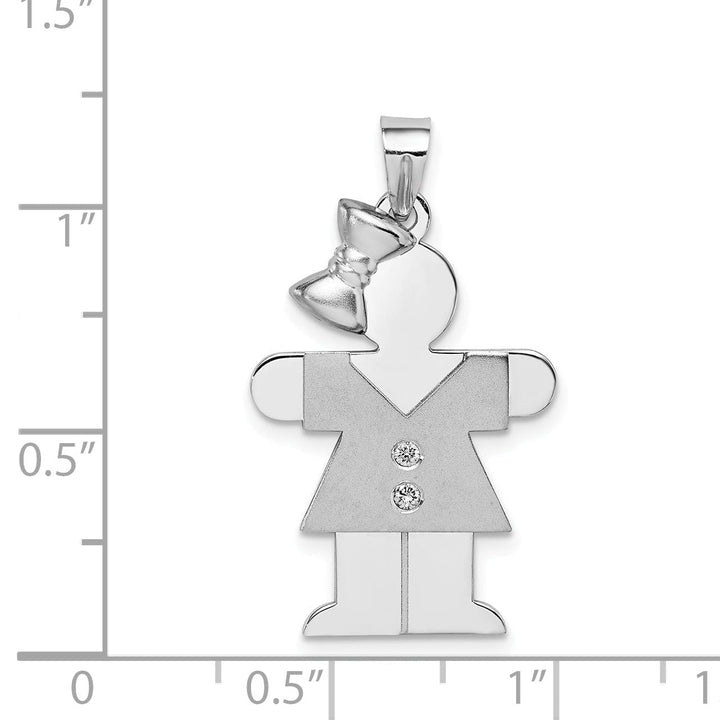 Lovely Rita's Pendants & Charms 14k White Gold Diamond Girl With Bow Hugs Pendant