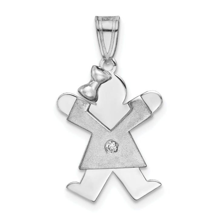 Lovely Rita's Pendants & Charms 14k White Gold Diamond Girl With Bow Joy Pendant