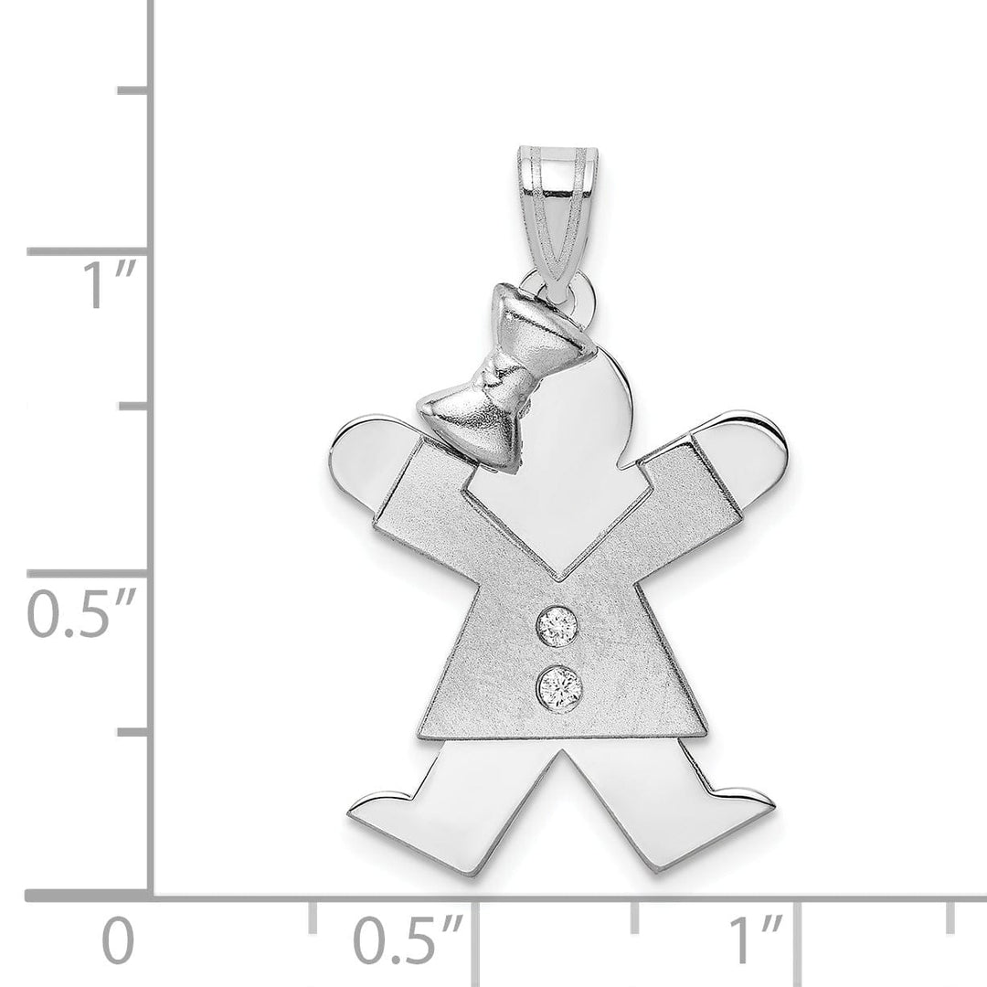 Lovely Rita's Pendants & Charms 14k White Gold Diamond Girl With Bow Joy Pendant