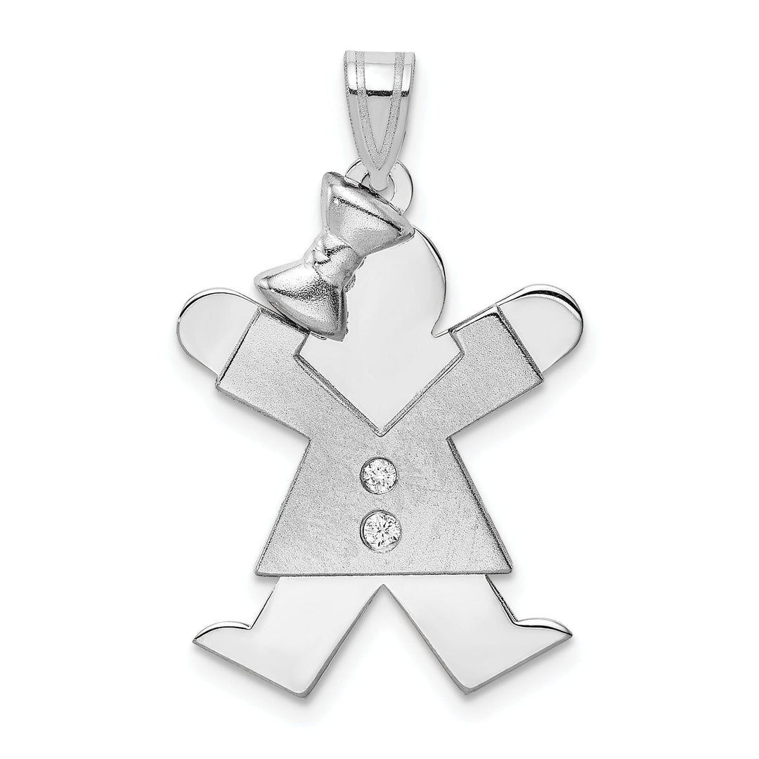 Lovely Rita's Pendants & Charms 14k White Gold Diamond Girl With Bow Joy Pendant