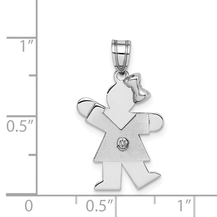 Lovely Rita's Pendants & Charms 14k White Gold Diamond Girl With Bow Kiss Pendant