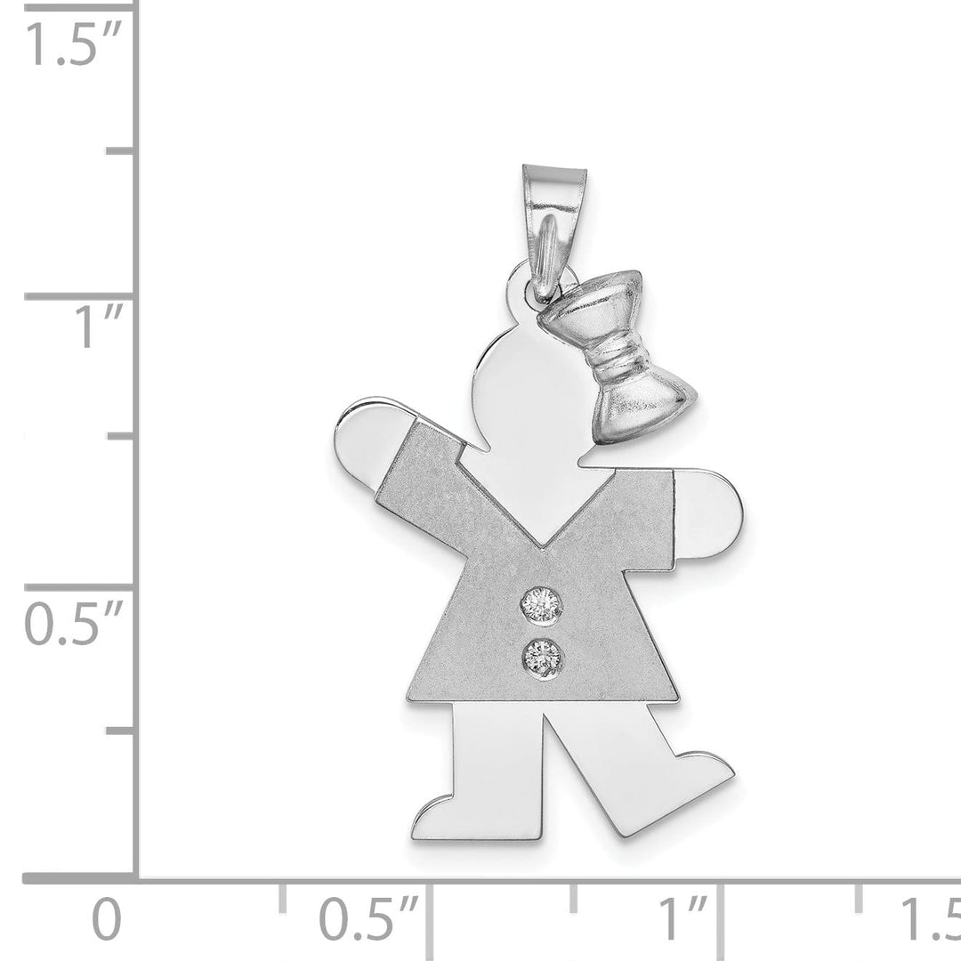 Lovely Rita's Pendants & Charms 14k White Gold Diamond Girl With Bow Kiss Pendant