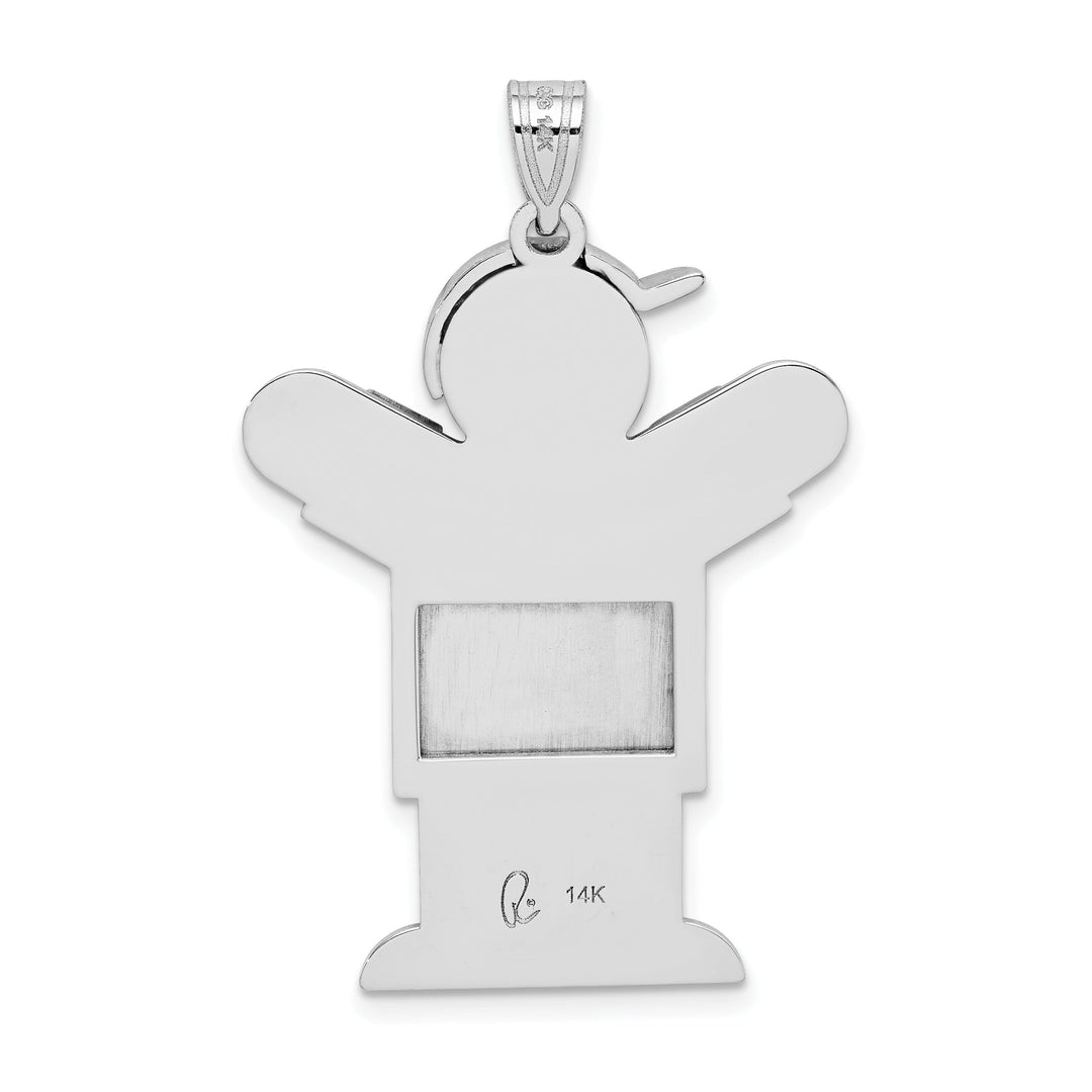 Lovely Rita's Pendants & Charms 14k White Gold Diamond Girl With Bow Kiss Pendant