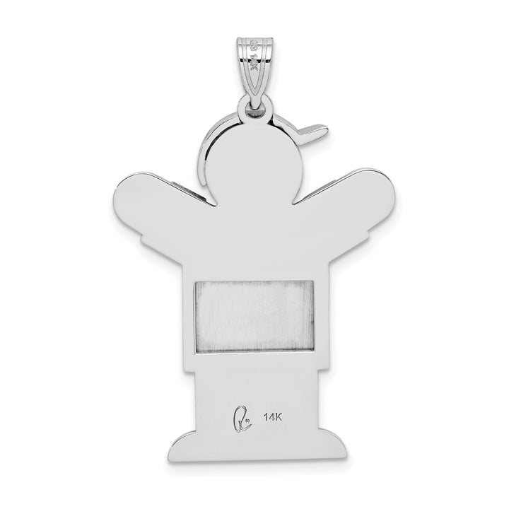 Lovely Rita's Pendants & Charms 14k White Gold Diamond Girl With Bow Kiss Pendant