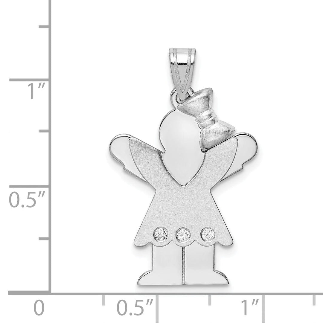 Lovely Rita's Pendants & Charms 14k White Gold Diamond Girl With Bow Love Pendant
