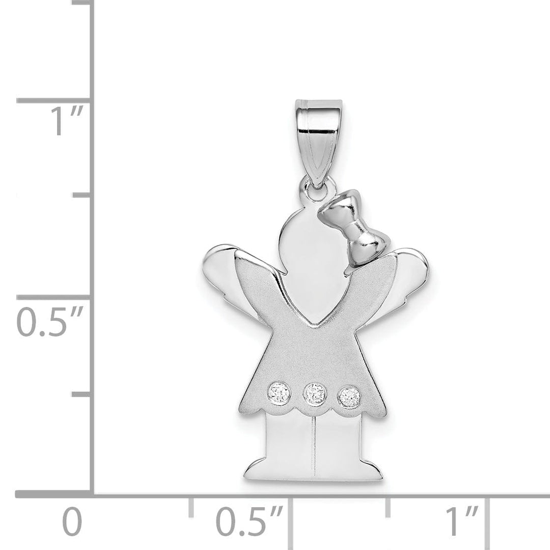 Lovely Rita's Pendants & Charms 14k White Gold Diamond Girl With Bow Love Pendant