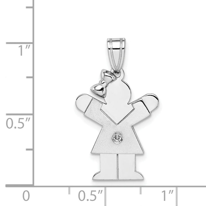 Lovely Rita's Pendants & Charms 14k White Gold Diamond Girl With Bow Love Pendant