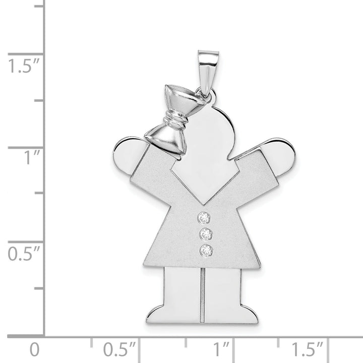 Lovely Rita's Pendants & Charms 14k White Gold Diamond Girl With Bow Love Pendant