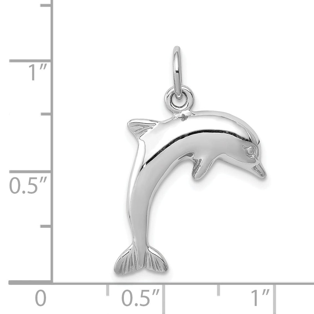 Lovely Rita's Pendants & Charms 14k White Gold Dolphin Swimming Design Charm Pendant