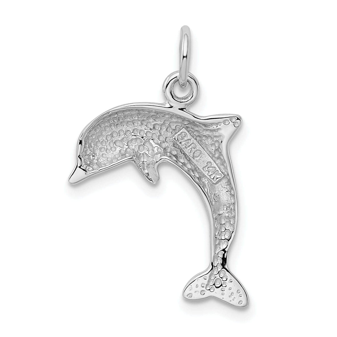 Lovely Rita's Pendants & Charms 14k White Gold Dolphin Swimming Design Charm Pendant