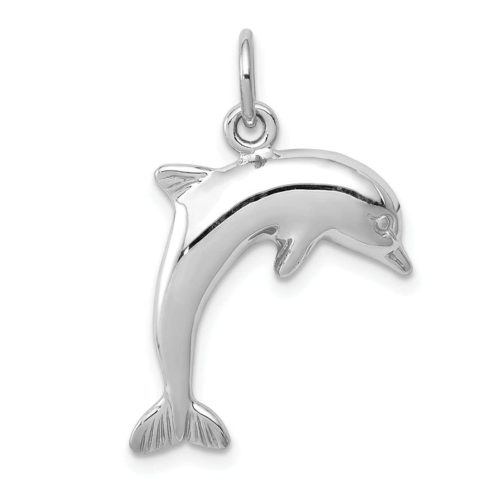 Lovely Rita's Pendants & Charms 14k White Gold Dolphin Swimming Design Charm Pendant