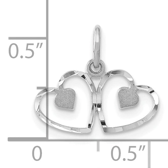Lovely Rita's Pendants & Charms 14k White Gold Double Heart Charm