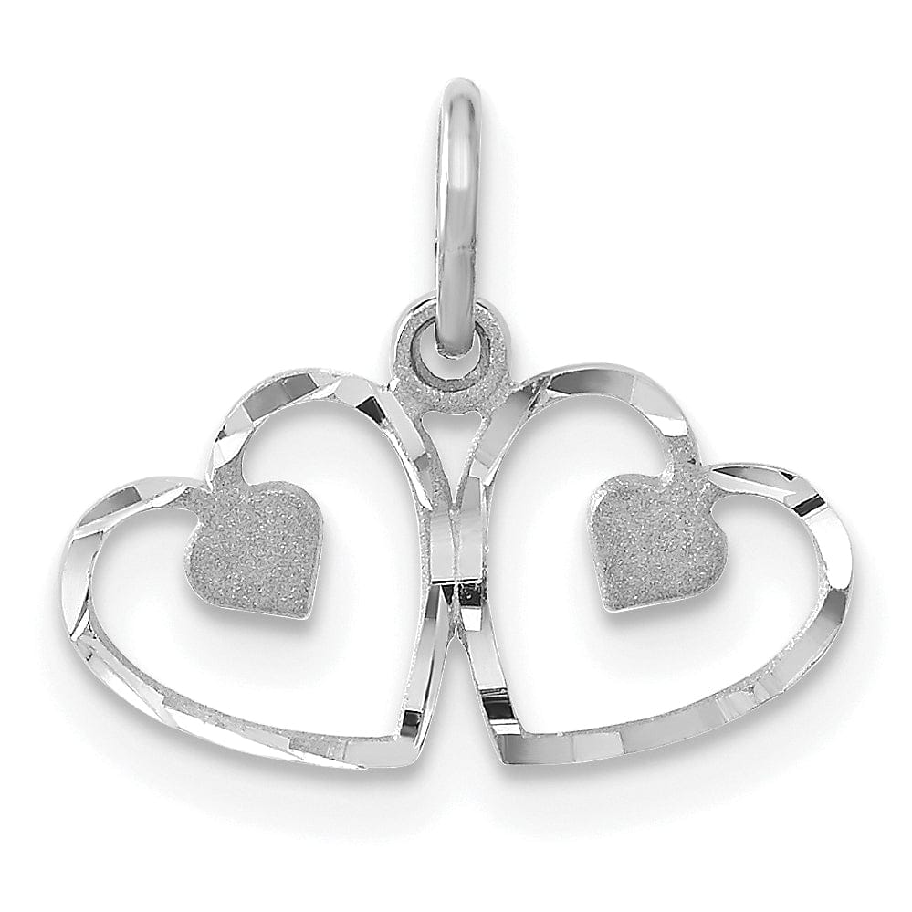 Lovely Rita's Pendants & Charms 14k White Gold Double Heart Charm