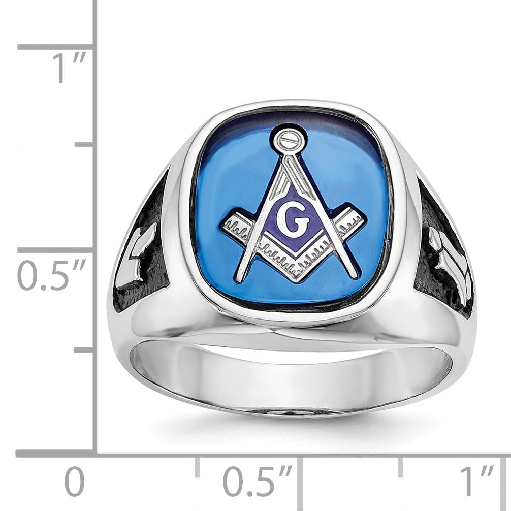 Lovely Rita's Pendants & Charms 14k White Gold Enameled Stone Men's Masonic Ring