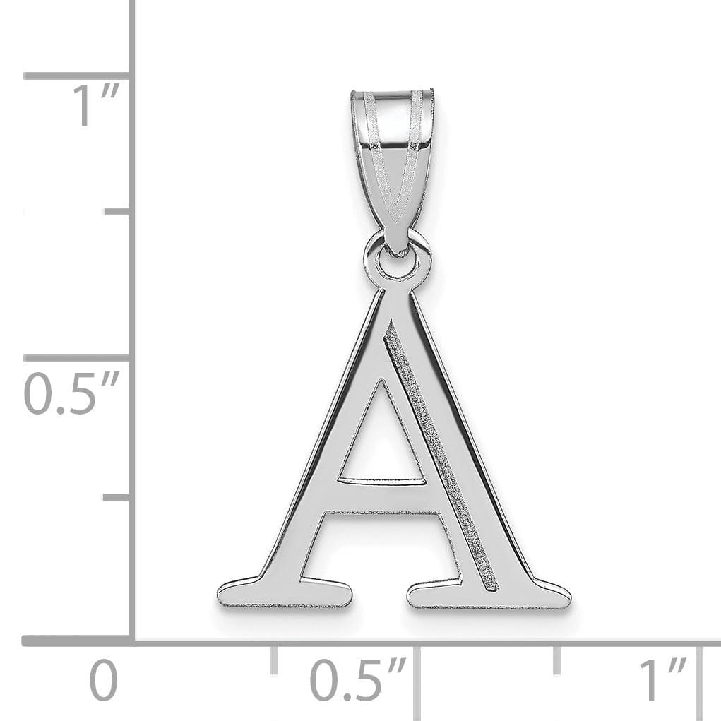 Lovely Rita's Pendants & Charms 14k White Gold Etched Finish Block Letter A Initial Design Pendant