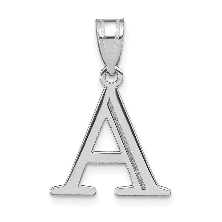 Lovely Rita's Pendants & Charms 14k White Gold Etched Finish Block Letter A Initial Design Pendant