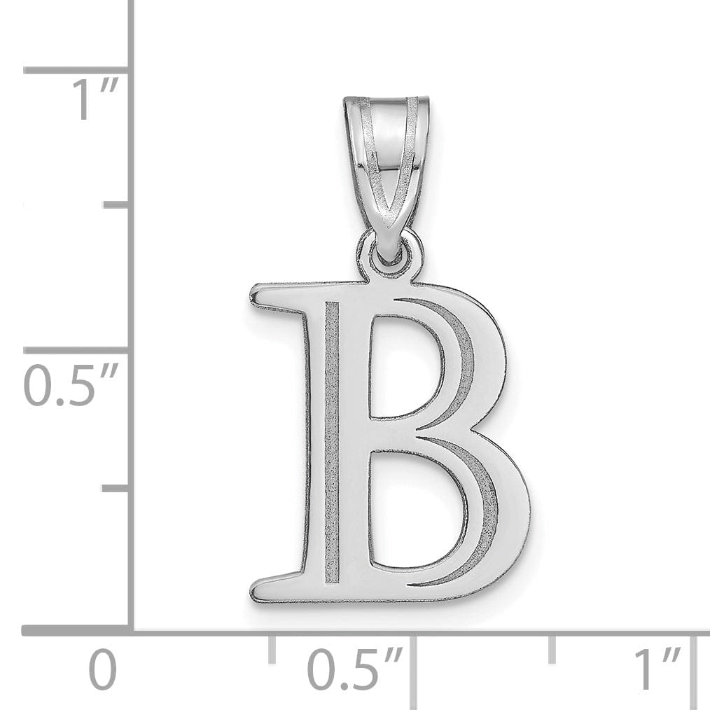 Lovely Rita's Pendants & Charms 14k White Gold Etched Finish Block Letter B Initial Design Pendant