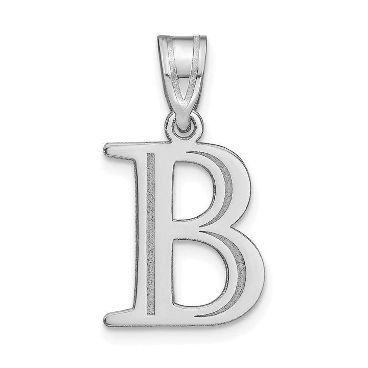Lovely Rita's Pendants & Charms 14k White Gold Etched Finish Block Letter B Initial Design Pendant