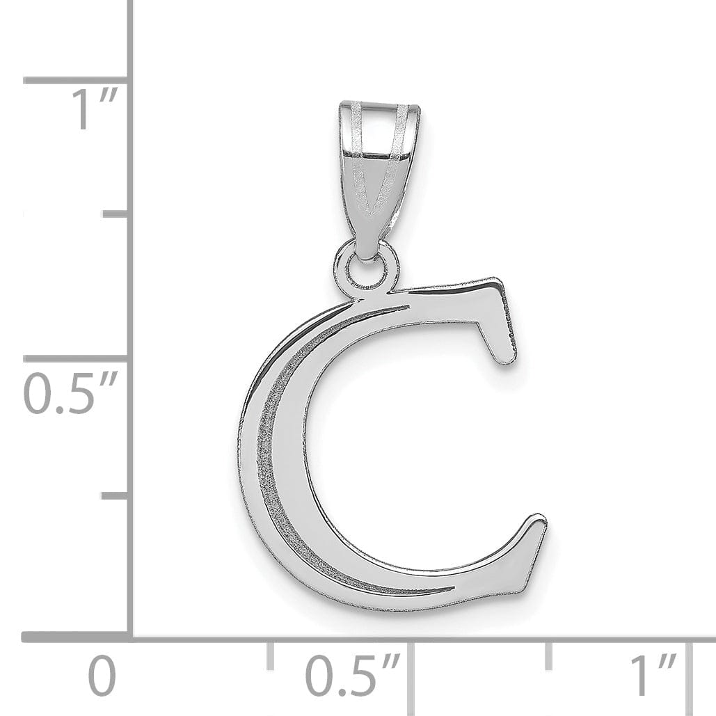 Lovely Rita's Pendants & Charms 14k White Gold Etched Finish Block Letter C Initial Design Pendant
