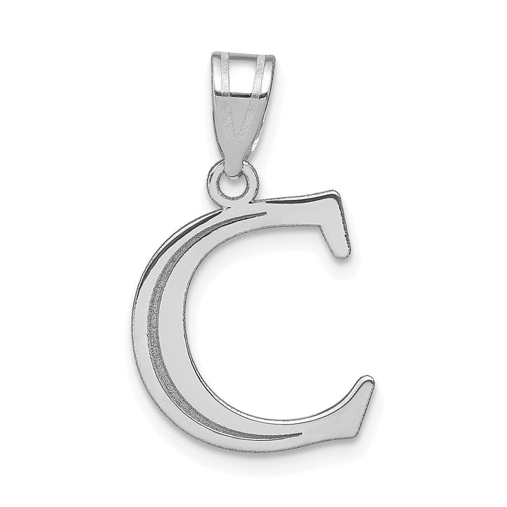 Lovely Rita's Pendants & Charms 14k White Gold Etched Finish Block Letter C Initial Design Pendant