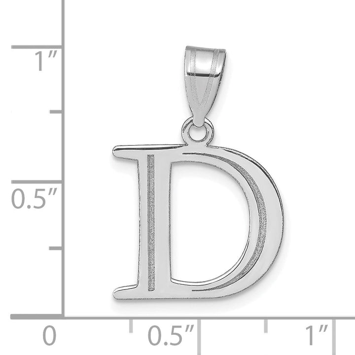 Lovely Rita's Pendants & Charms 14k White Gold Etched Finish Block Letter D Initial Design Pendant