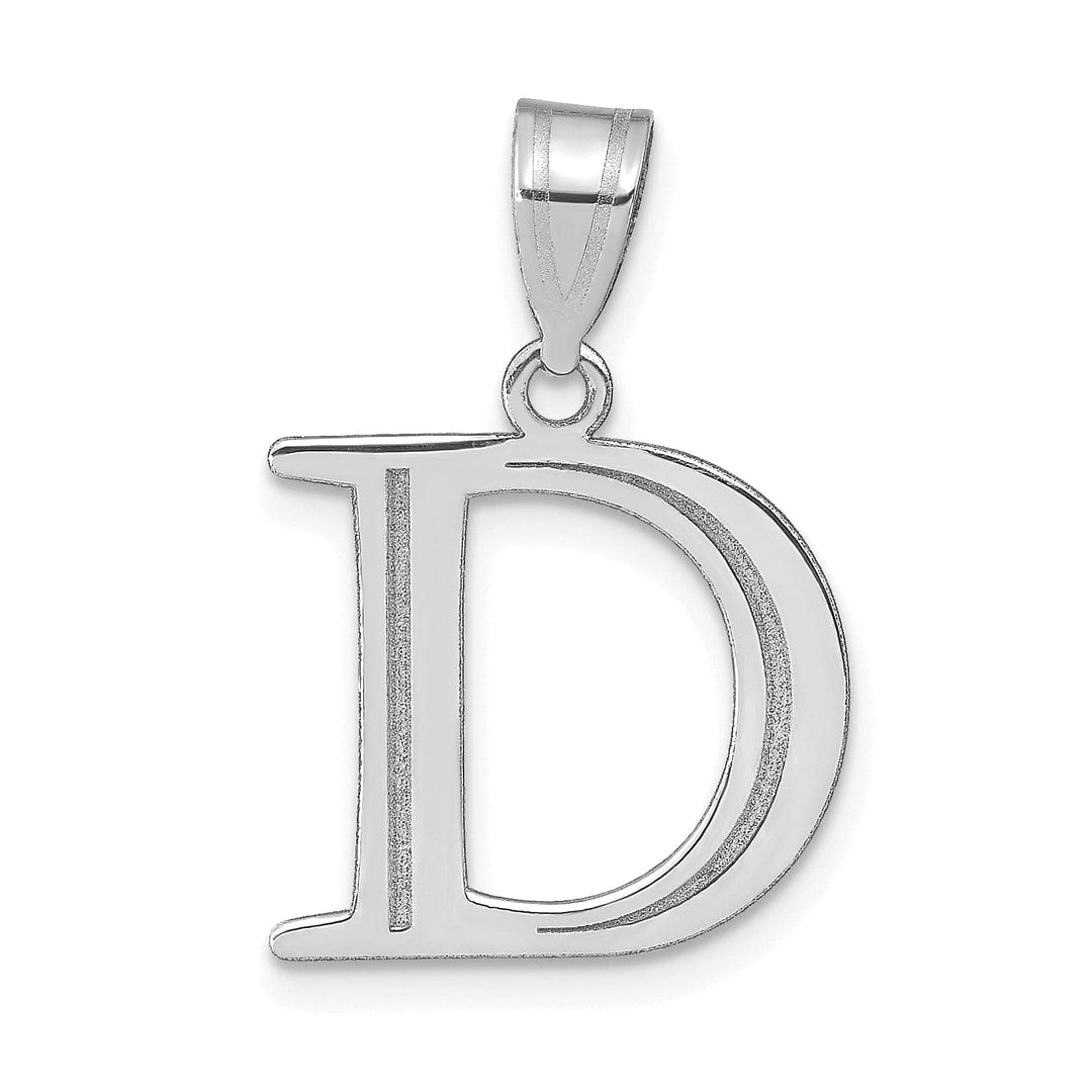 Lovely Rita's Pendants & Charms 14k White Gold Etched Finish Block Letter D Initial Design Pendant