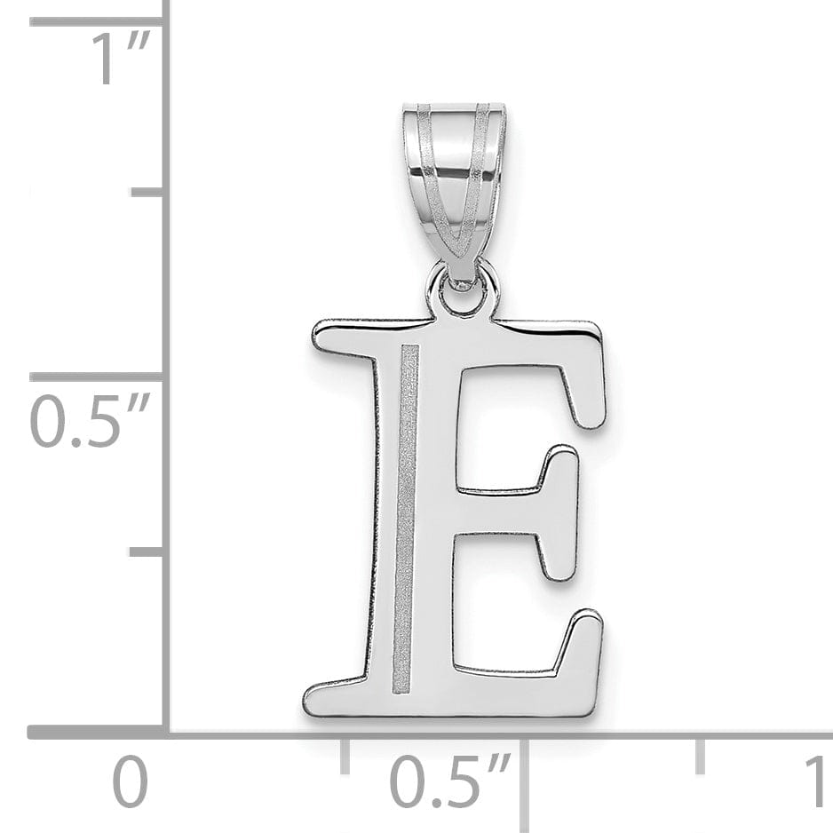 Lovely Rita's Pendants & Charms 14k White Gold Etched Finish Block Letter E Initial Design Pendant