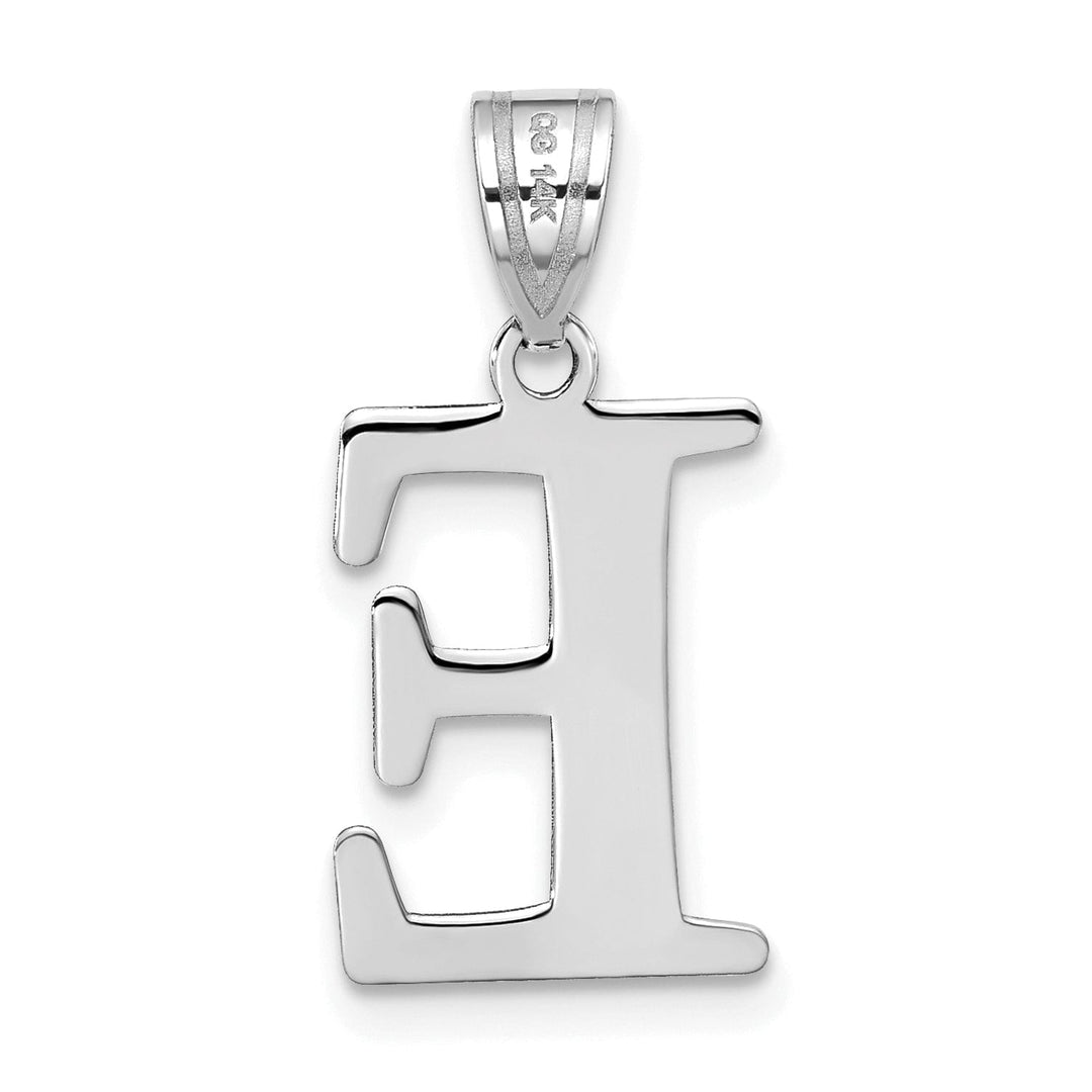 Lovely Rita's Pendants & Charms 14k White Gold Etched Finish Block Letter E Initial Design Pendant