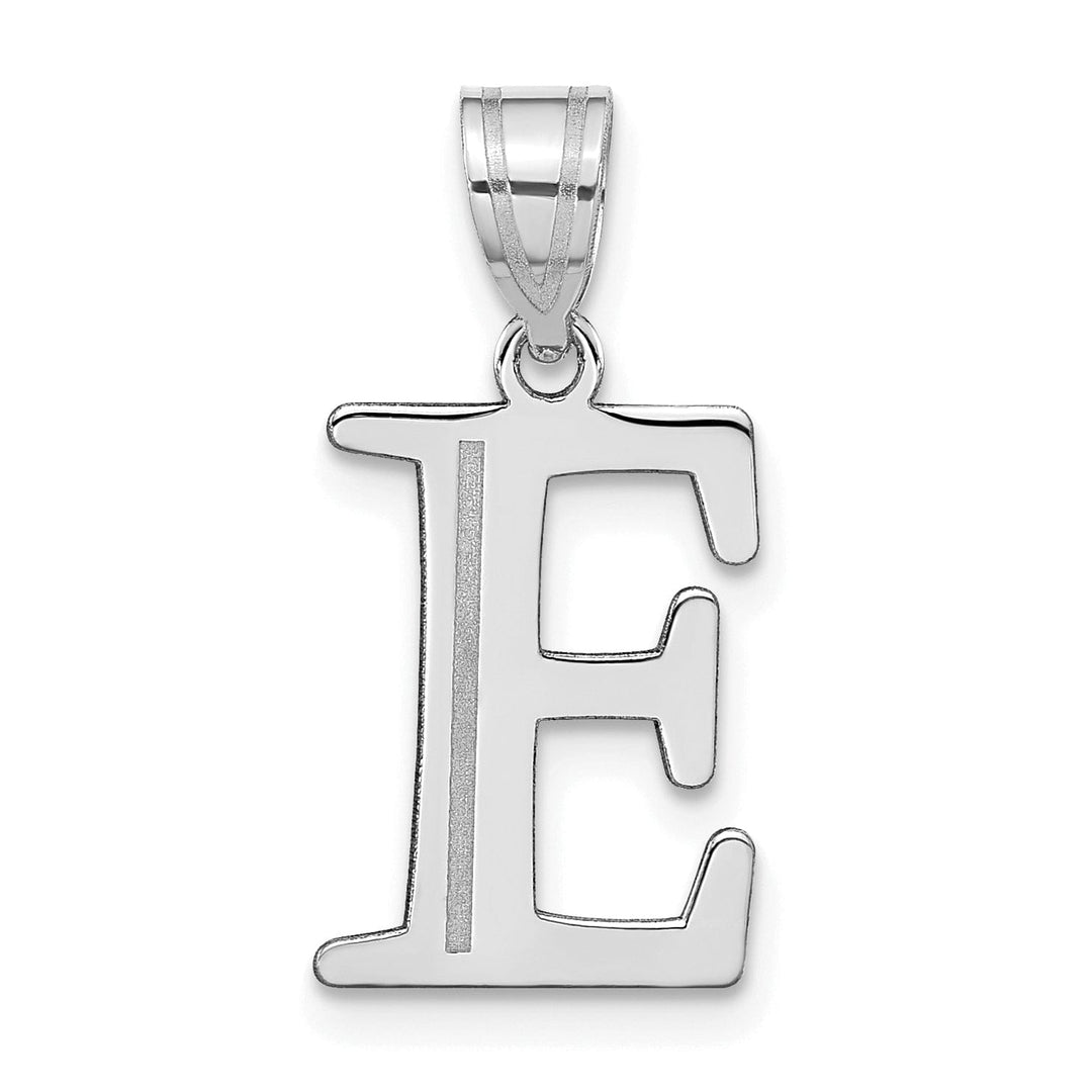 Lovely Rita's Pendants & Charms 14k White Gold Etched Finish Block Letter E Initial Design Pendant