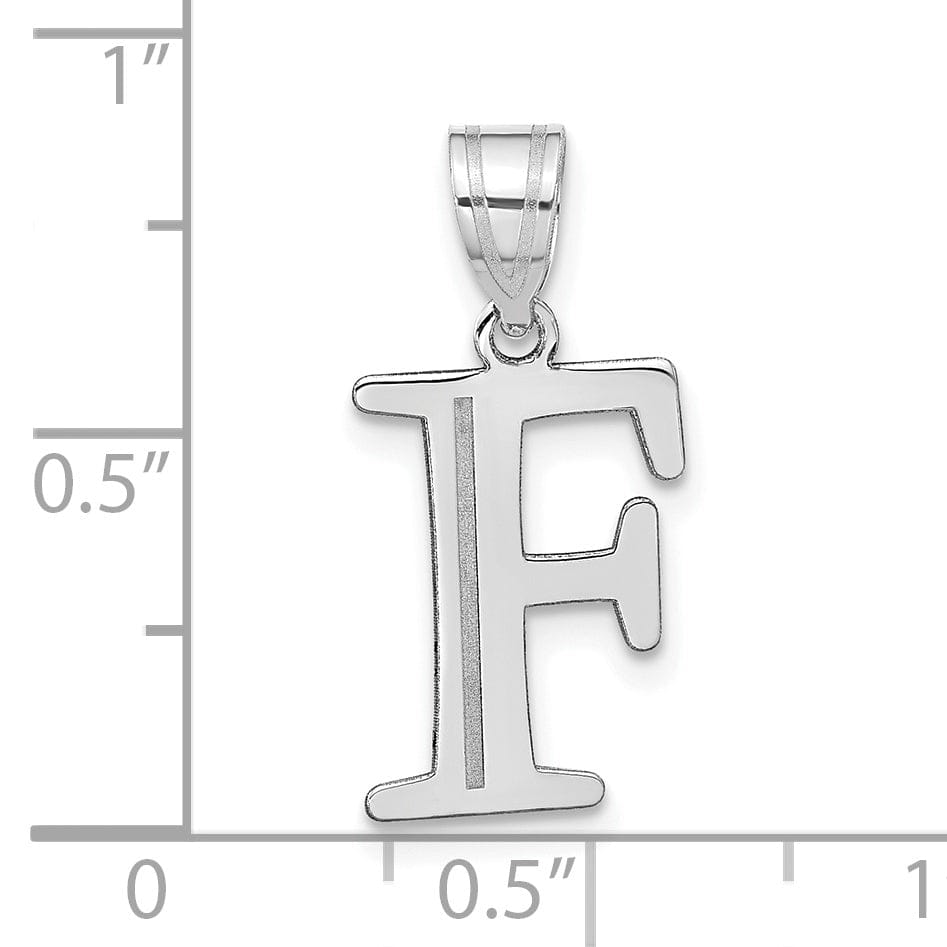 Lovely Rita's Pendants & Charms 14k White Gold Etched Finish Block Letter F Initial Design Pendant
