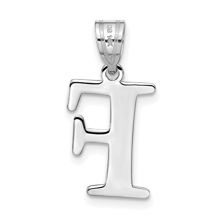 Lovely Rita's Pendants & Charms 14k White Gold Etched Finish Block Letter F Initial Design Pendant