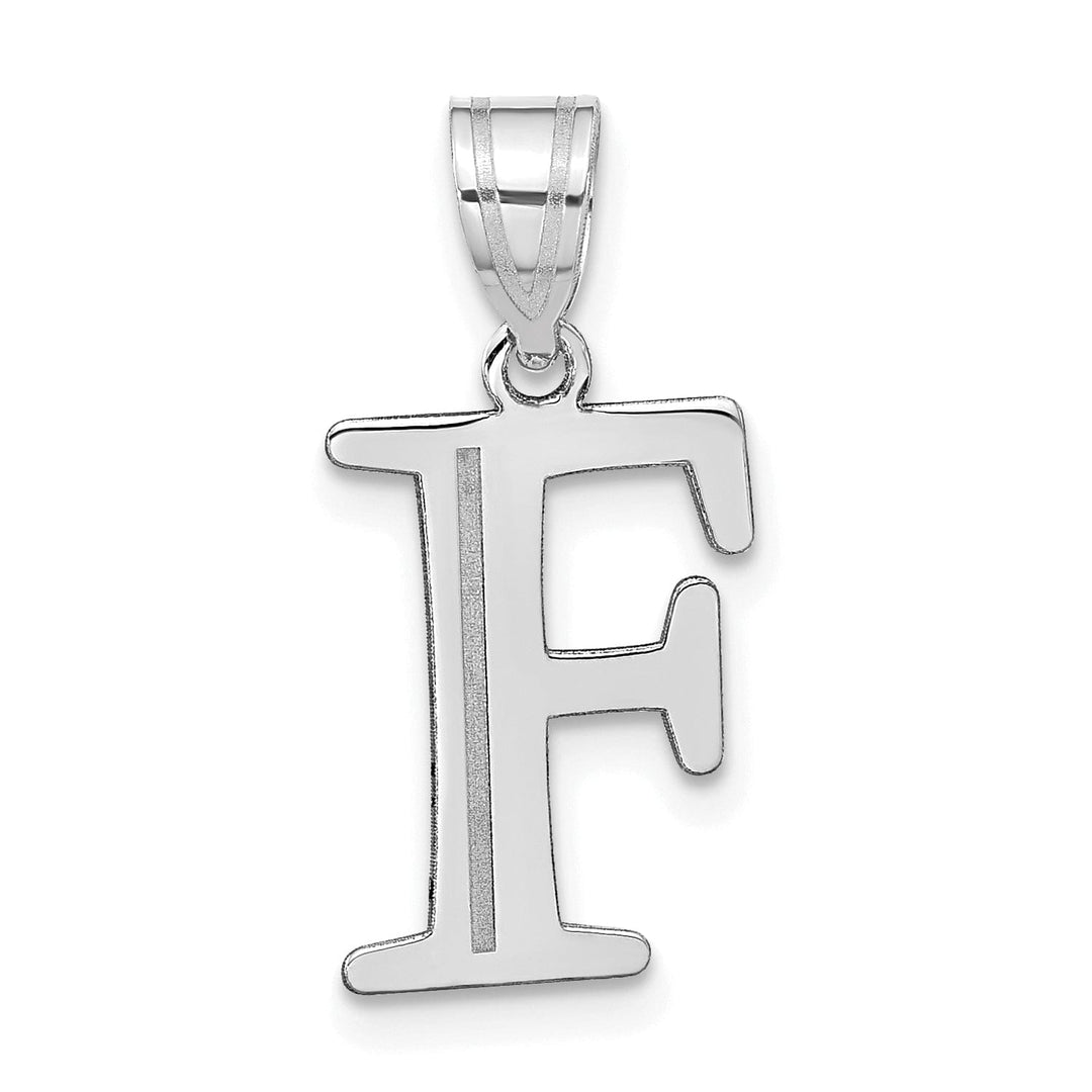 Lovely Rita's Pendants & Charms 14k White Gold Etched Finish Block Letter F Initial Design Pendant