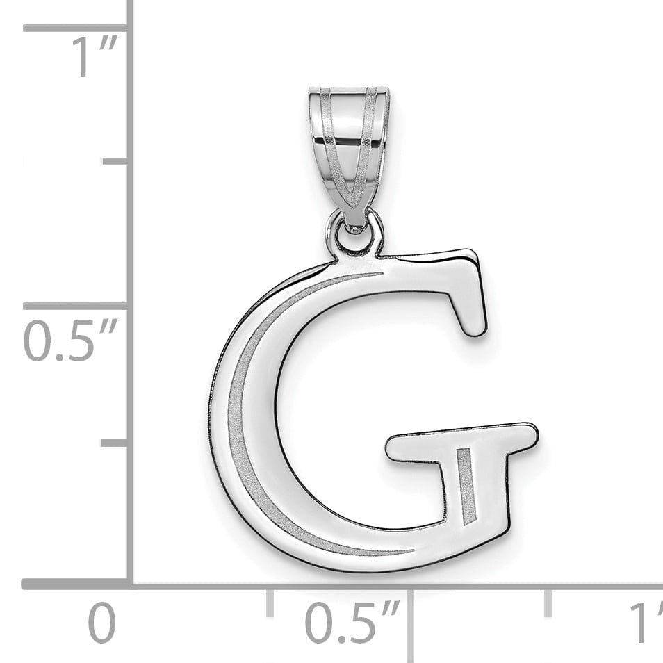 Lovely Rita's Pendants & Charms 14k White Gold Etched Finish Block Letter G Initial Design Pendant
