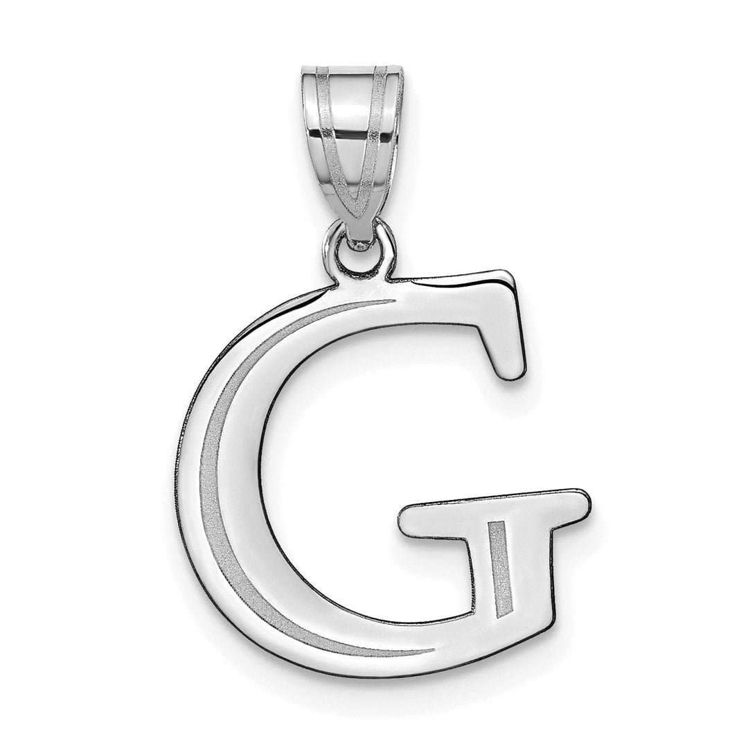 Lovely Rita's Pendants & Charms 14k White Gold Etched Finish Block Letter G Initial Design Pendant